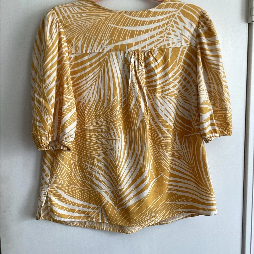 NWT Panama Jack woman's size XL yellow/white linen blend tropical Summer blouse - Picture 4 of 5